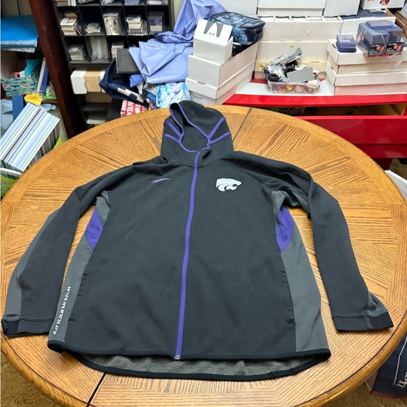 Nike Team Issued K-State Black and Gray Travel Hoodie